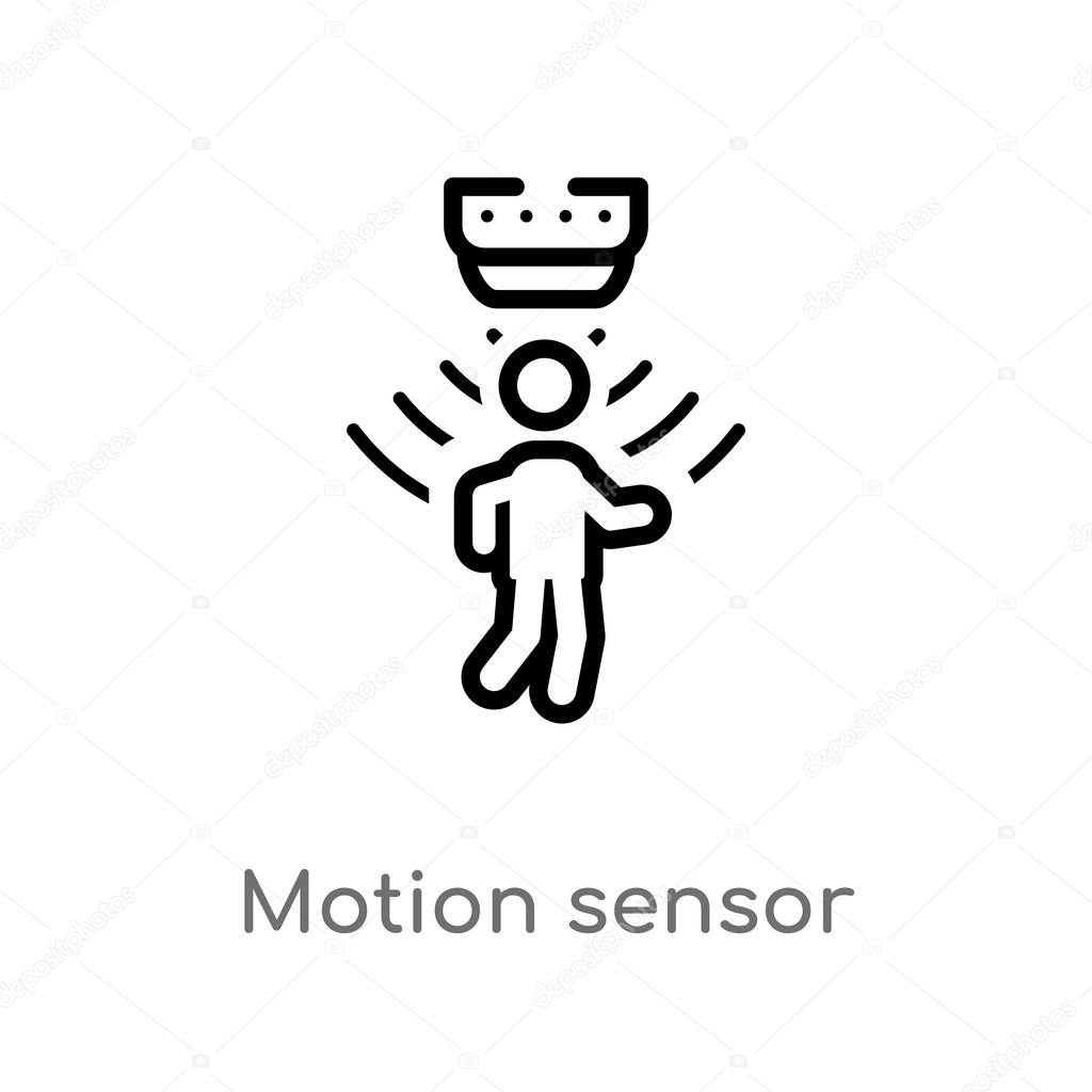 Outline motion sensor vector icon. isolated black simple line element illustration from artificial intellegence concept. editable vector stroke motion sensor icon on white background