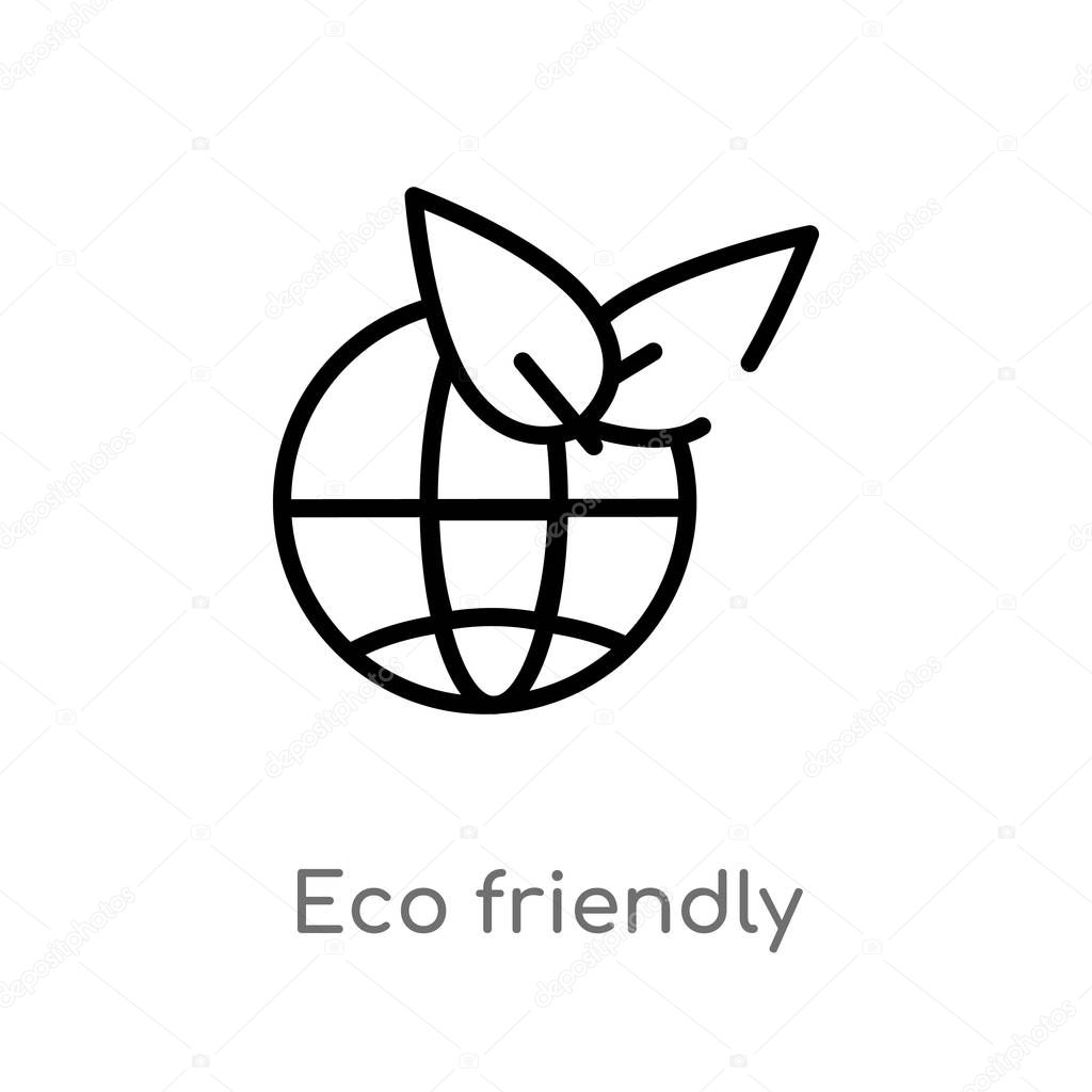 outline eco friendly vector icon. isolated black simple line element illustration from smart home concept. editable vector stroke eco friendly icon on white background