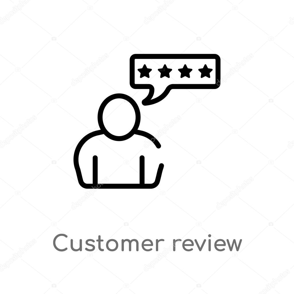 Outline customer review vector icon. isolated black simple line element illustration from e-commerce and payment concept. editable vector stroke customer review icon on white background