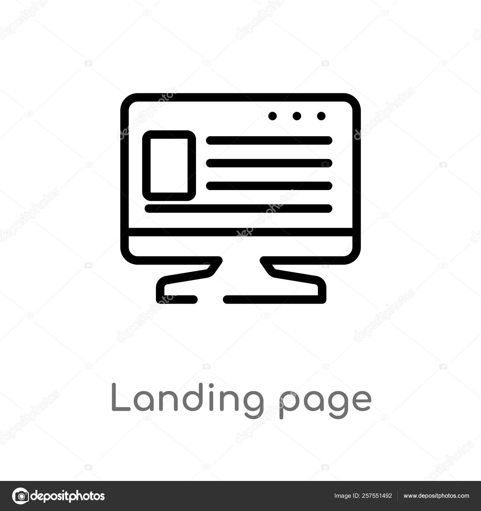 Outline Landing Page Vector Icon Isolated Black Simple Line Element Stock  Vector by ©zaurrahimov 257551492, image size:1600x1700