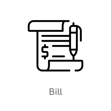 fatura vektör simgesini anahat. dijital ekonomi kavramından izole siyah basit çizgi elemanı illüstrasyon. beyaz arka planda değiştirilebilir vektör konçertosu simgesi