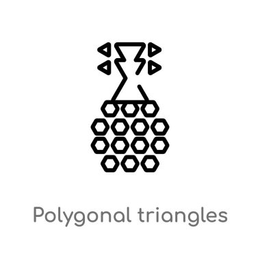 Anahat Çokgen üçgenler gitar vektör simgesi. basit izole çizgi eleman geometrik kavramı vektör. Beyaz arka planda düzenlenebilir vektör kontur Çokgen üçgenler gitar simgesi