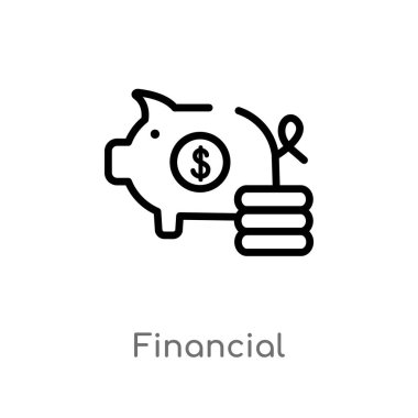 Anahat mali vektör simgesi. Basit hat eleman illüstrasyon izole siyah ödeme yöntemleri kavramı. Beyaz arka planda düzenlenebilir vektör kontur mali simgesi