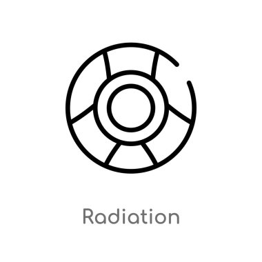 Anahat radyasyon vektör simgesi. Bilim kavramı hat eleman illüstrasyon izole siyah. Beyaz arka planda düzenlenebilir vektör kontur radyasyon simgesi