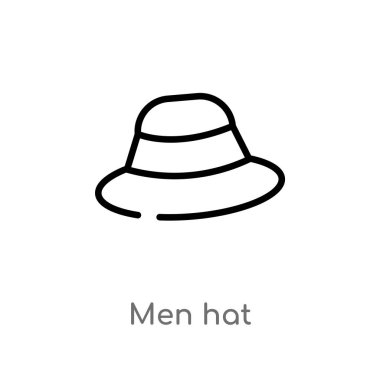 anahat erkek şapka vektör simgesi. giysi kavramından izole siyah basit çizgi elemanı illüstrasyon. beyaz arka plan üzerinde editable vektör vuruş erkek şapka simgesi