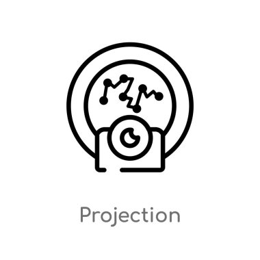 Anahat projeksiyon vektör simgesi. basit çizgi eleman illüstrasyon izole siyah kavramı. Beyaz arka planda düzenlenebilir vektör kontur projeksiyon simgesi