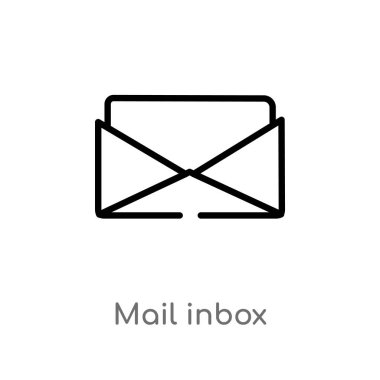 Anahat posta gelen kutusu vektör simgesi. basit izole eleman arayüz kavramı vektör siyah. Beyaz arka planda düzenlenebilir vektör kontur posta gelen kutusu simgesi