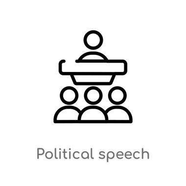 siyasi konuşma vektör simgesi anahat. izole basit hat eleman illüstrasyon siyasi kavramı. Beyaz arka planda düzenlenebilir vektör kontur politik konuşma simgesi