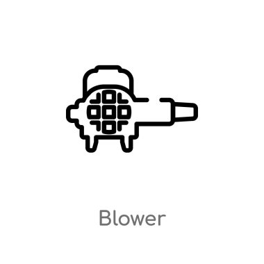 anahat üfleyici vektör simgesi. doğum günü partisi ve düğün konsepti nden izole siyah basit çizgi elemanı illüstrasyon. beyaz arka planda editable vektör kontur üfleyici simgesi
