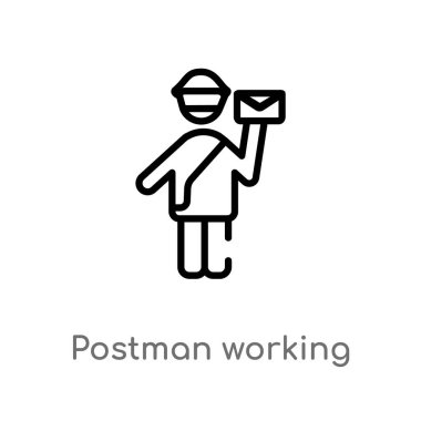 Anahat postacı çalışma vektör simgesi. basit eleman illüstrasyon izole insan kavramı siyah. düzenlenebilir vektör kontur postacı beyaz arka planda çalışma simgesi