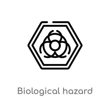 biyolojik tehlike vektör simgesini anahat. uyarı kavramından izole siyah basit çizgi öğesi illüstrasyon. beyaz arka plan üzerinde değiştirilebilir vektör vuruşu biyolojik tehlike simgesi