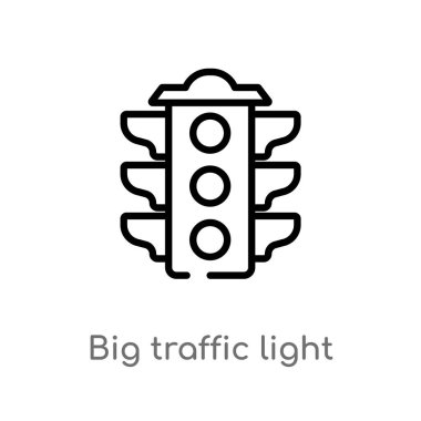 büyük trafik ışık vektör simgesi anahat. nihai glyphicons kavramı izole siyah basit çizgi eleman. Beyaz arka planda düzenlenebilir vektör kontur büyük trafik ışık simgesi