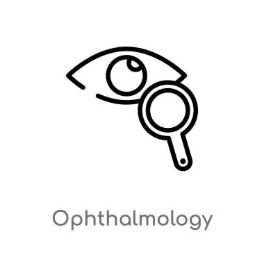 Anahat Oftalmoloji vektör simgesi. Basit hat eleman illüstrasyon izole sağlık ve tıbbi kavramı. Beyaz arka planda düzenlenebilir vektör kontur Oftalmoloji simgesi