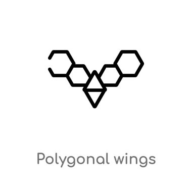 Anahat Çokgen kanatlar vektör simgesi. basit izole çizgi eleman geometrik kavramı vektör. Beyaz arka planda düzenlenebilir vektör kontur Çokgen kanatlar simgesi