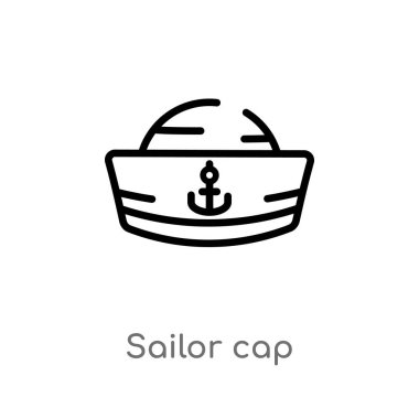 Anahat denizci kap vektör simgesi. sade izole hat eleman illüstrasyon deniz kavramı siyah. Beyaz arka planda düzenlenebilir vektör kontur denizci kap simgesi