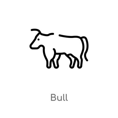 anahat boğa vektör simgesi. hayvanlar kavramından izole siyah basit çizgi elemanı illüstrasyon. beyaz arka planda değiştirilebilir vektör konçertosu boğa simgesi