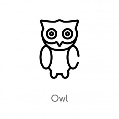 Anahat baykuş vektör simgesi. kolay izole hat eleman eğitim 2 kavramı siyah. Beyaz arka planda düzenlenebilir vektör kontur baykuş simgesi