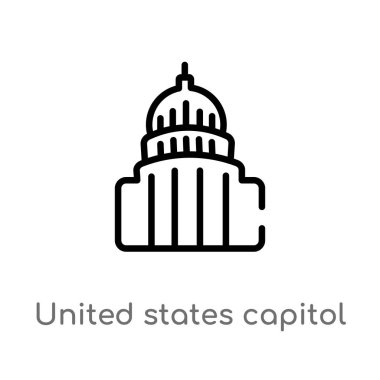 Anahat Birleşik Devletler Capitol vektör simgesi. basit çizgi eleman illüstrasyon izole sanat kavramı. Beyaz arka planda düzenlenebilir vektör kontur Birleşik Devletler Capitol simgesi