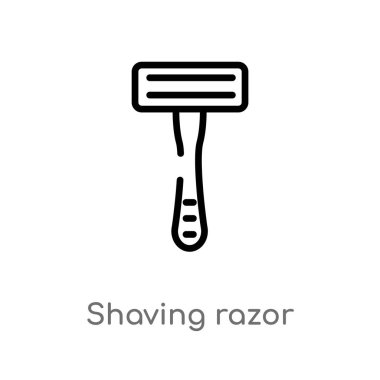 Anahat tıraş jilet vektör simgesi. basit temizlik eleman illüstrasyon izole kavramı siyah. Beyaz arka planda düzenlenebilir vektör kontur tıraş Razor simgesi