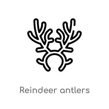 anahat reindeer boynuzları vektör simgesi. noel kavramından izole siyah basit çizgi elemanı illüstrasyon. beyaz arka plan üzerinde editable vektör vuruşu reindeer boynuzları simgesi