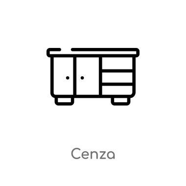 Anahat Cenza vektör simgesi. Mobilya ve ev kavramı izole siyah basit hat eleman illüstrasyon. Beyaz arka planda düzenlenebilir vektör kontur Cenza simgesi