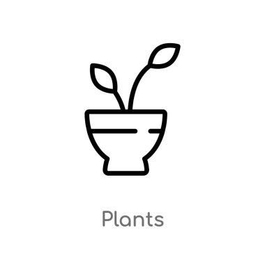 bitkiler vektör simgesini anahat. binalar kavramından izole siyah basit çizgi elemanı illüstrasyon. beyaz arka plan üzerinde değiştirilebilir vektör konçerto tesisleri simgesi