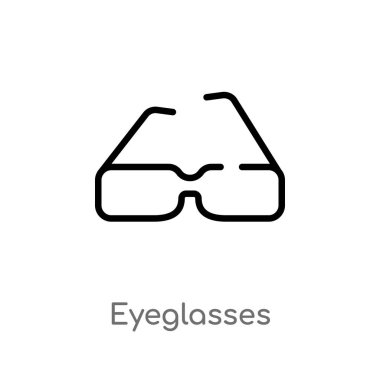 anahat gözlük vektör simgesi. moda ve ticaret kavramından izole siyah basit çizgi elemanı illüstrasyon. beyaz arka plan üzerinde değiştirilebilir vektör kontur gözlük simgesi