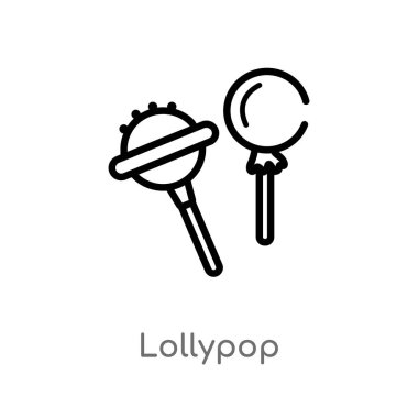 anahat lollypop vektör simgesi. gıda kavramından izole siyah basit çizgi elemanı illüstrasyon. beyaz arka plan üzerinde editable vektör kontur lollypop simgesi