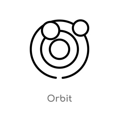 Anahat yörünge vektör simgesi. Basit hat eleman illüstrasyon izole oryantasyon kavramı siyah. Beyaz arka planda düzenlenebilir vektör kontur yörünge simgesi