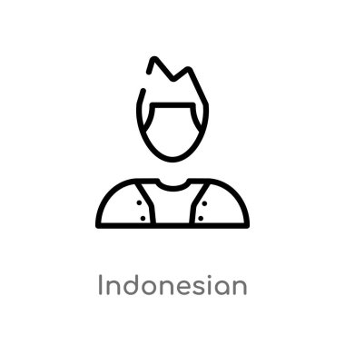 Anahat Endonezya vektör simgesi. Kullanıcı kavramı çizgi eleman illüstrasyon izole siyah. Beyaz arka planda düzenlenebilir vektör kontur Endonezya simgesi