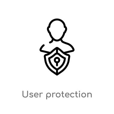 Anahat Kullanıcı koruma vektör simgesi. basit izole hat eleman illüstrasyon güvenlik kavramı siyah. Beyaz arka planda düzenlenebilir vektör kontur Kullanıcı koruma simgesi
