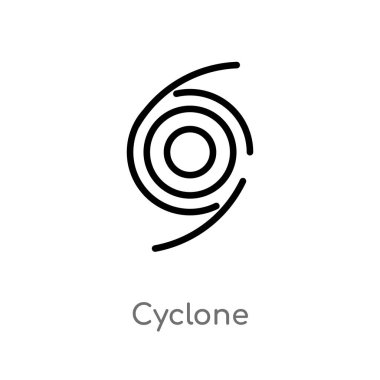 Anahat siklon vektör simgesi. basit çizgi eleman illüstrasyon izole konsept siyah. Beyaz arka planda düzenlenebilir vektör kontur siklon simgesi