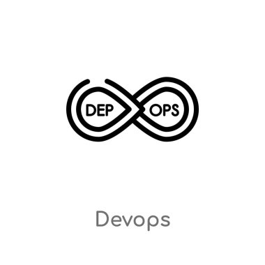 Anahat DevOps vektör simgesi. basit eleman illüstrasyon izole teknoloji kavramı siyah. Beyaz arka planda düzenlenebilir vektör kontur DevOps simgesi