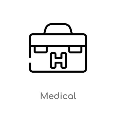 Anahat tıbbi vektör simgesi. Basit hat eleman illüstrasyon izole sağlık ve tıbbi kavramı. Beyaz arka planda düzenlenebilir vektör kontur tıbbi simge