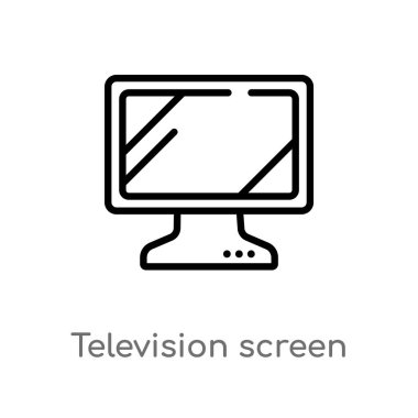 çerçeve televizyon ekranı kapalı vektör simgesi. Basit hat eleman illüstrasyon izole müzik ve medya kavramı siyah. Beyaz arka planda düzenlenebilir vektör kontur televizyon ekranı kapalı simgesi