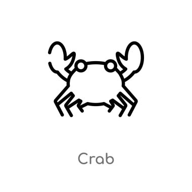 anahat yengeç vektör simgesi. hayvanlar kavramından izole siyah basit çizgi elemanı illüstrasyon. beyaz arka plan üzerinde değiştirilebilir vektör kontur yengeç simgesi