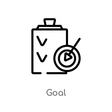 Anahat hedef vektör simgesi. basit çizgi eleman illüstrasyon izole Strateji kavramı. Beyaz arka planda düzenlenebilir vektör kontur hedefi simgesi