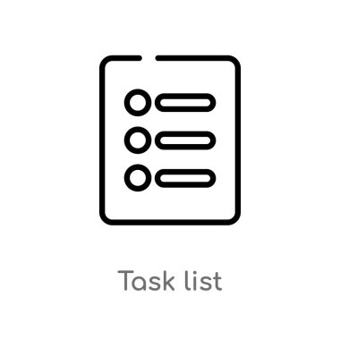 görev listesi vektör simgesini anahat. kullanıcı arabirimi kavramından izole siyah basit çizgi öğesi illüstrasyon. beyaz arka planda değiştirilebilir vektör kontur görev listesi simgesi