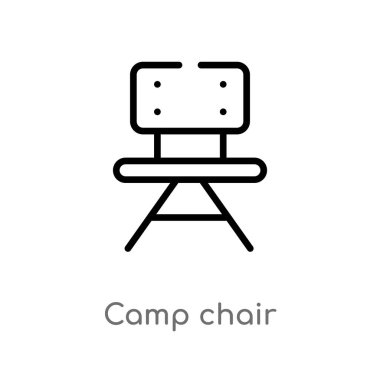 anahat kamp koltuğu vektör simgesi. kamp kavramından izole siyah basit çizgi elemanı illüstrasyon. beyaz arka plan üzerinde değiştirilebilir vektör vuruşu kamp koltuğu simgesi