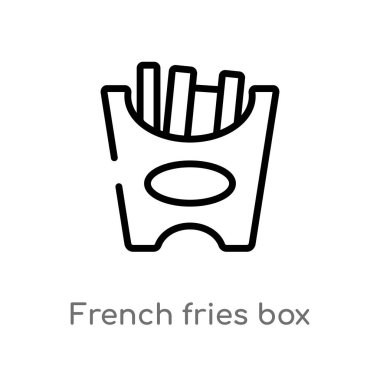 patates kızartması kutusu vektör simgesini anahat. bistro ve restoran konseptinden izole siyah basit çizgi elemanı illüstrasyon. beyaz arka plan üzerinde editable vektör vuruş patates kızartması kutusu simgesi