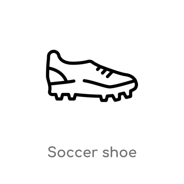 Outline Soccer Shoe Vector Icon Isolated Black Simple Line Element — Stock Vector