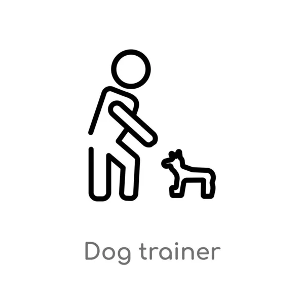 アウトライン犬のトレーナーベクトルアイコン 人の概念から孤立した黒シンプルなライン要素のイラスト 白い背景に編集可能なベクトルストローク犬のトレーナーのアイコン — ストックベクタ