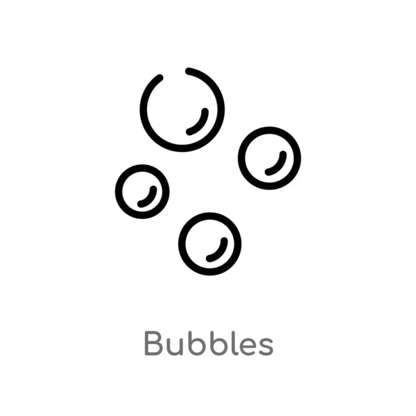 Overzicht Bubbles Vector Icoon Geïsoleerde Zwarte Eenvoudige Lijn Element Illustratie — Stockvector