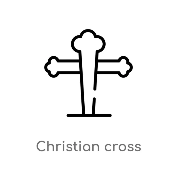 Контур Иконы Христианского Креста Изолированная Черная Простая Иллюстрация Элемента Строки — стоковый вектор