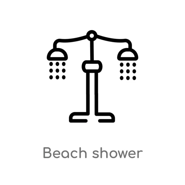Disposition Beach Dusch Vektor Ikon Isolerad Svart Enkel Linjeelement Illustration — Stock vektor