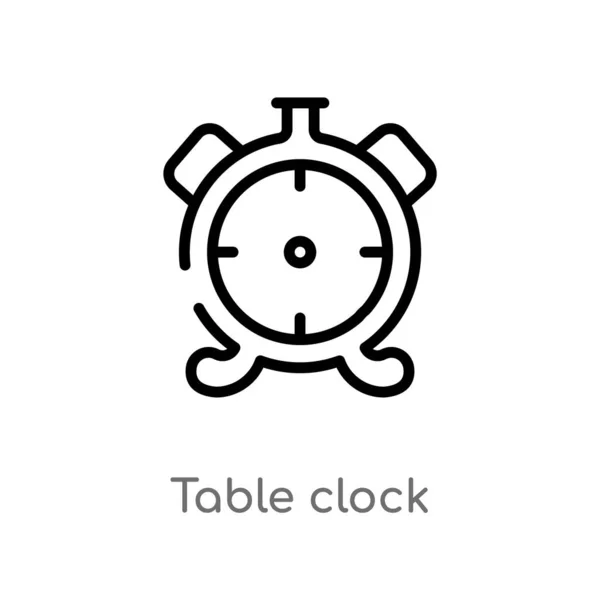 Overzichtstabel Klok Vector Pictogram Geïsoleerde Zwarte Eenvoudige Lijn Element Illustratie — Stockvector