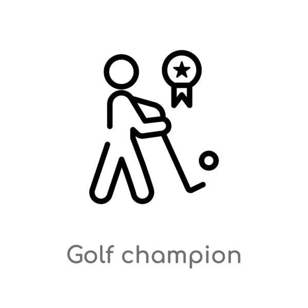 Outline Golfkampioen Vector Icoon Geïsoleerde Zwarte Eenvoudige Lijn Element Illustratie — Stockvector