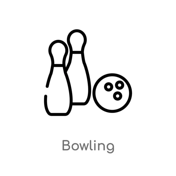 Contour Bowling Icône Vectorielle Illustration Isolée Élément Ligne Simple Noir — Image vectorielle