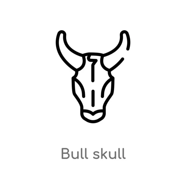 Overzicht Bull Schedel Vector Pictogram Geïsoleerde Zwarte Eenvoudige Lijn Element — Stockvector