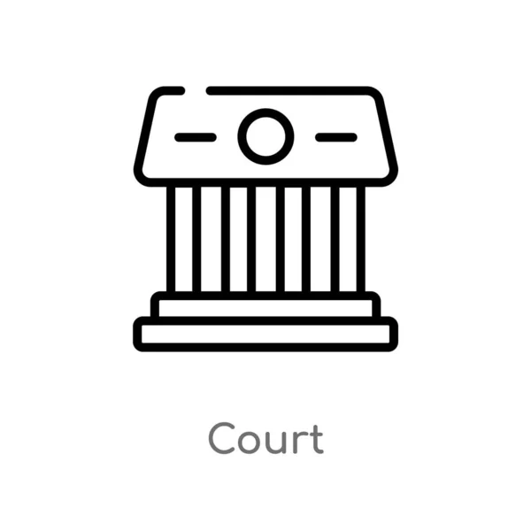 Outline Court Vector Icon Isolated Black Simple Line Element Illustration — Stock Vector